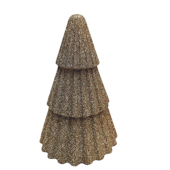 Gold Glitter Christmas Tree LED Wax Candles Set of 3 Holiday Glam New - Picture 3 of 10